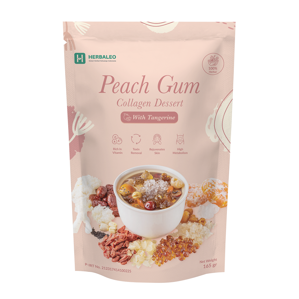 Dessert Kolagen Peach Gum dengan Jeruk Mandarin