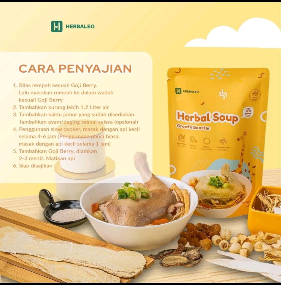 Herbaleo Sup Pertumbuhan Tinggi Anak 75 GR 100% Herbal Grotwh Booster Kesehatan
