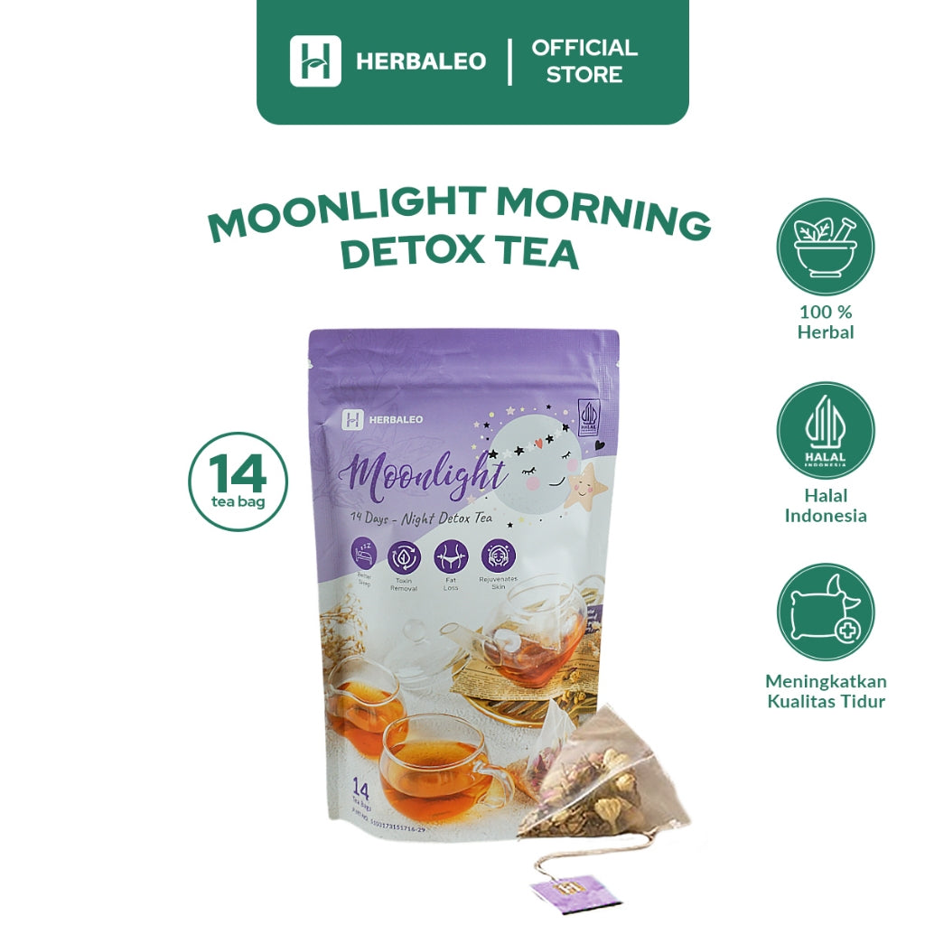 Herbaleo Moonlight 14 Tea Bag 100% Herbal Night Detox Tea Kesehatan