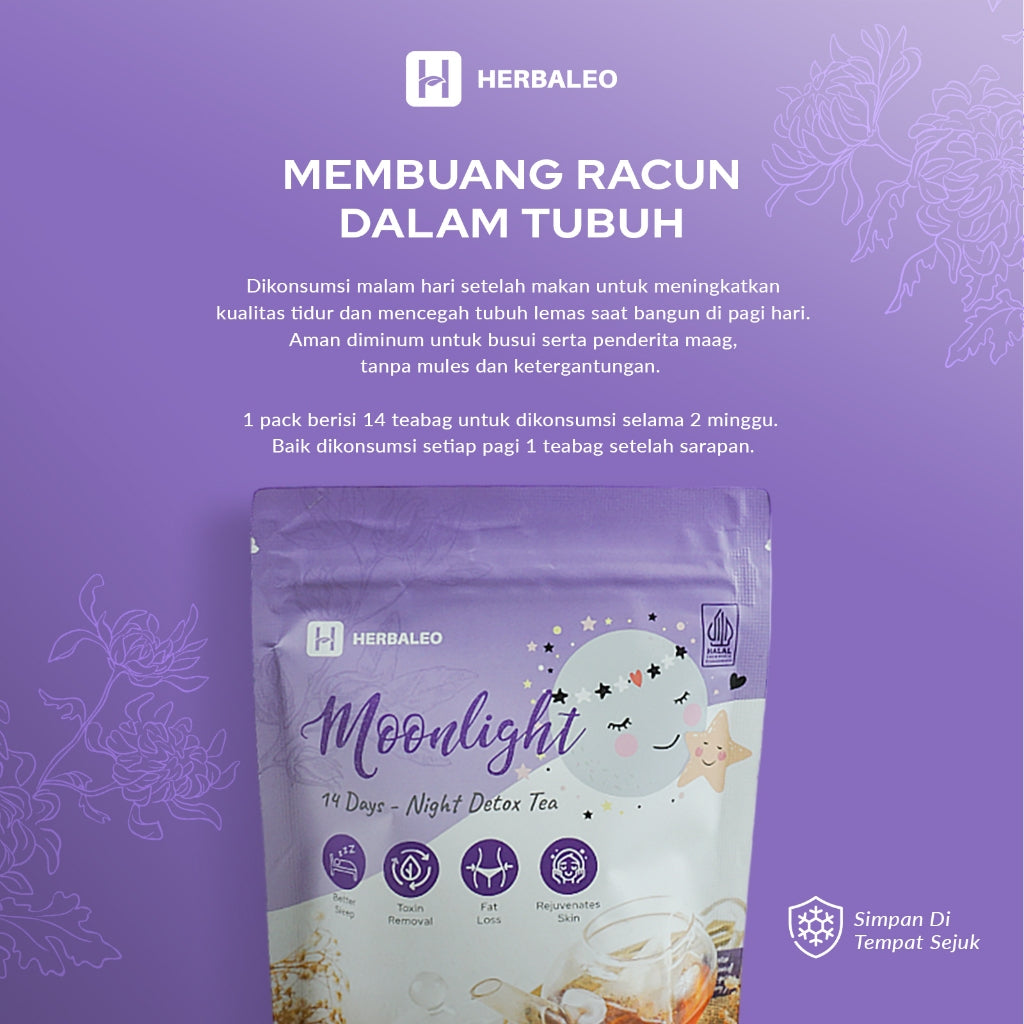 Herbaleo Moonlight 14 Tea Bag 100% Herbal Night Detox Tea Kesehatan