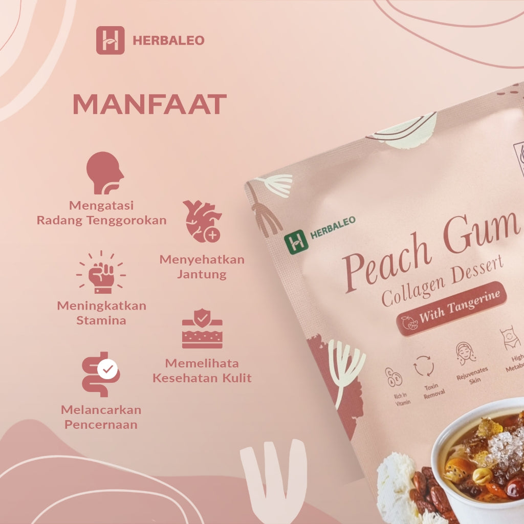 Herbaleo Triple Peach Gum Collagen Dessert with Tangerine ( isi 3 bungkus )