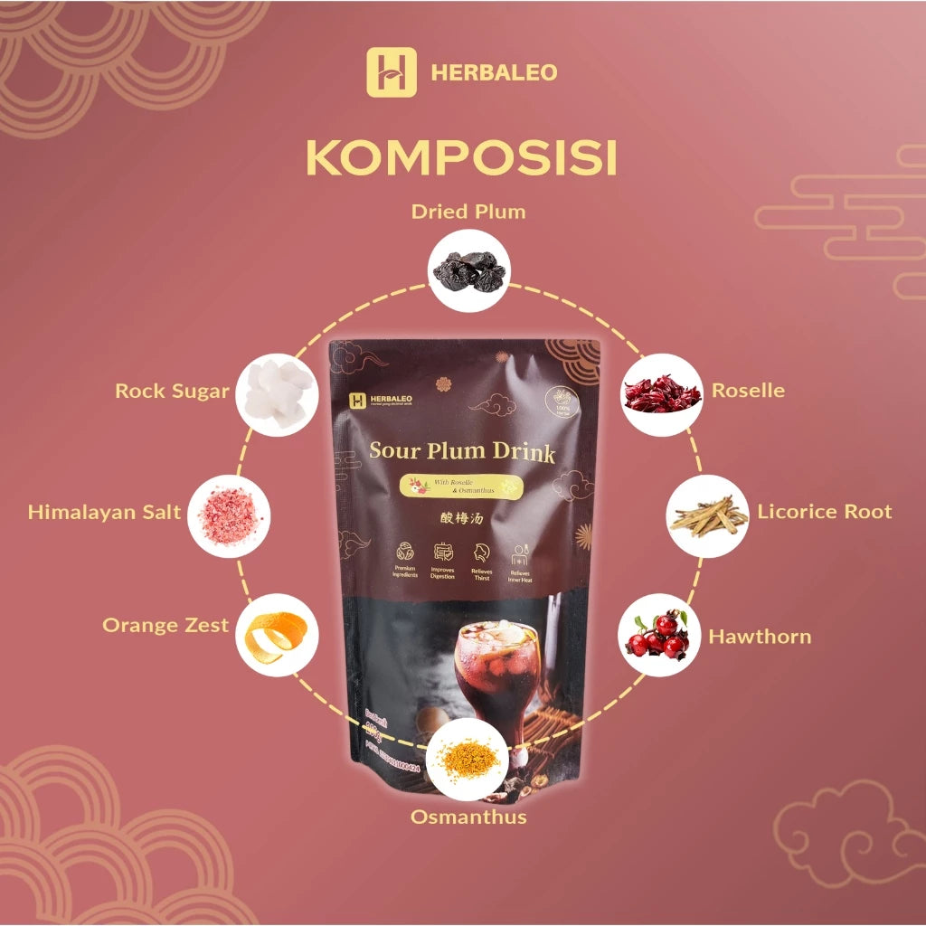 Herbaleo Minuman Sour Plum 250 GR with Roselle & Osmanthus