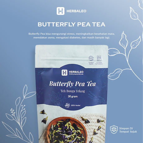 Herbaleo Teh Bunga Telang 30 GR 100% Herbal Butterfly Pea Tea Kesehatan